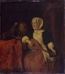 Woman Playing a Mandolin