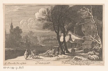 Title Print with Landscape in the Month of January (Twelve Months)
