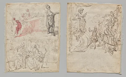 Theatre Scene (recto); Lingerie Boutique and Conversation (verso)