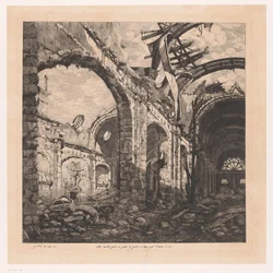 Ruins of the Salle des pas perdus in Paris after the Fire of 1871