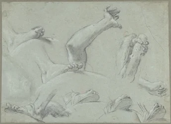 Sketch Sheet with Studies of Feet, Hands, and an Arm
