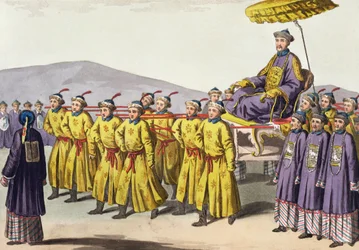 Emperor Chien Lung carried in Triumph, plate 18 from Le Costume Ancien et Moderne