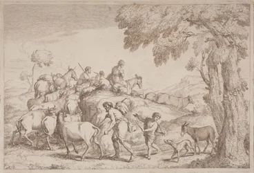 An Elderly Shepherd Seen from Behind