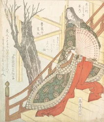 Court Lady with a Fan—a Cherry-Tree in Bloom, 19th century