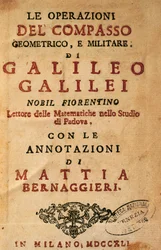 Title Page of Operations of the Geometric and Military Compass by Galileo Galilei