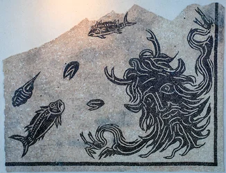 Mosaic Depicting the Head of the Ocean God with Marine Animals