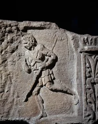 Gallo-Roman art: stele representing a gladiator