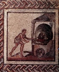 Mosaic Paving Representing a Rustic Calendar: Bread Making Scene