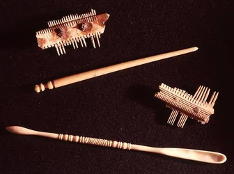 Two combs, a hairpin and a spoon for make-up
