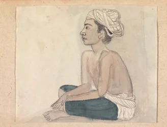 Man with a Blue Cloth over his Legs