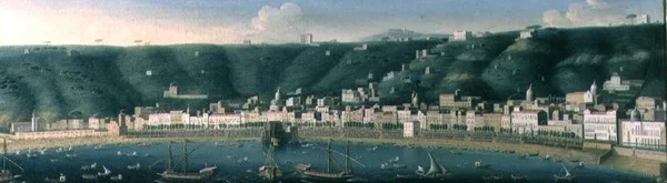 View of Naples from the sea with the Castel dell
