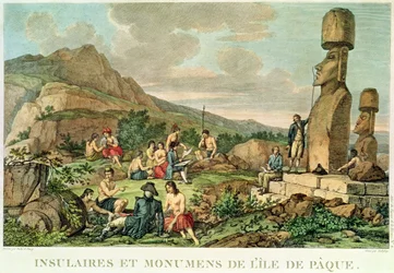 Islanders and Monuments of Easter Island, plate 11 from the Atlas de Voyage de La Perouse, 1785-88 (engraving)