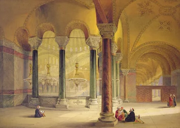 Haghia Sophia, plate 11: the Meme Gallery in the south west corner, engraved by Louis Haghe published 1852