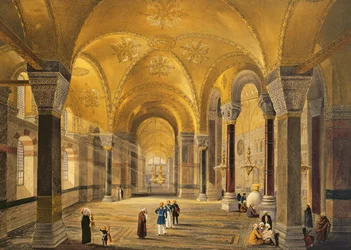 Haghia Sophia, plate 12: the Meme Gallery in the South West Corner, engraved by Louis Haghe, published 1852