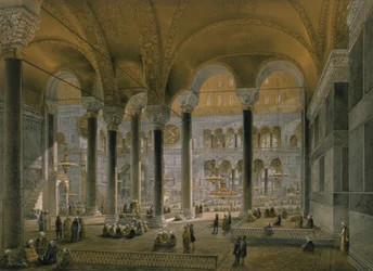 Haghia Sophia, plate 6: the north nave, engraved by Louis Haghe, published 1852