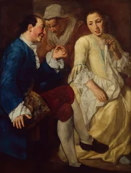 Seated Gentleman talking to a Young Woman