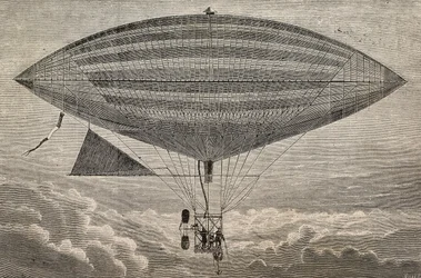 Electric balloon with propeller, a prototype by Gaston and Albert Tissandier