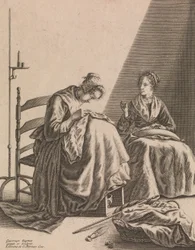Two Women Sewing (Plate 1 from Five Feminine Occupations)