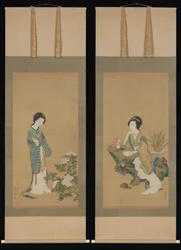 Yanji with Orchids and Yang Guifei with Peonies