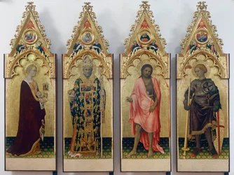 Four saints of Quaratesi Polyptych, Saint Mary Magdalene, Saint Nicholas of Bari, Saint John the Baptist, and Saint George