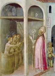 St. Nicholas Resuscitates the Three Children Thrown into Brine Tubs (detail)