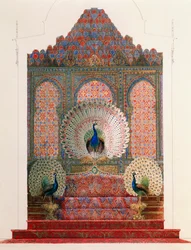 Design for the Peacock Throne of the Moorish cloister in the royal castle of Ludwig II in Linderhof