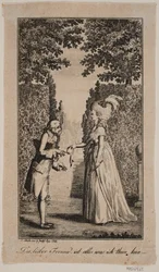 Illustration with Lady and Gentleman in a Park