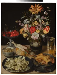 Still Life with Flowers and Food
