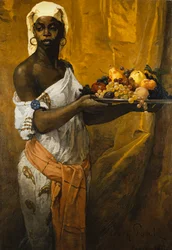 A Black Woman Holding a Salver of Fruit