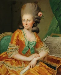 Portrait of a singer at the harpsichord