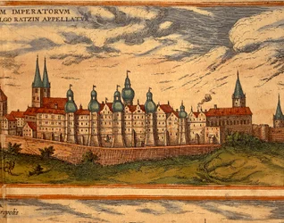View of the Palace, Color Engraving from Civitates Orbis Terrarum