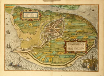 Map of Brielle from Civitates Orbis Terrarum by Georg Braun