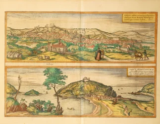 Map of San Sebastian and Burgos from Civitates Orbis Terrarum