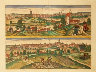 Map of Tours and Angers from Civitates Orbis Terrarum