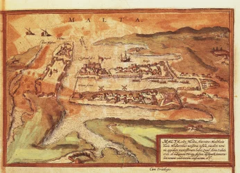 Map of the island of Malta, from Civitates Orbis Terrarum by Georg Braun