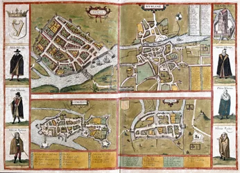 Galway, Dublin, Limerick and Cork, Ireland (engraving)
