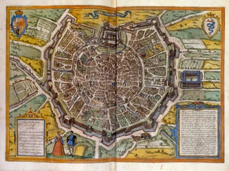 Plan of Milan in 1585 - from the Atlas of Braun & Hogenberg
