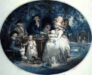 A Tea Garden, engraved by Francois David Soiron, pub. by T. Gaugain