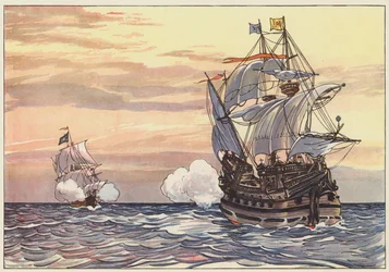 A Spanish merchantman being chased by a pirate
