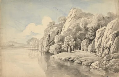 River Bank With High Rocks
