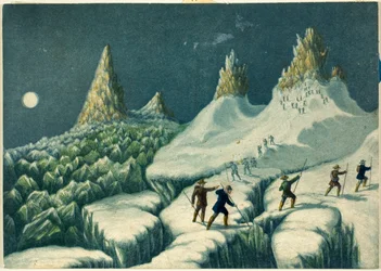 Leaving the Grands Mulets, from "Ascent of Mont Blanc"
