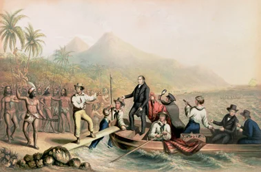 The Return of the Rev. John Williams at Tanna in the South Seas, the day before he was massacred