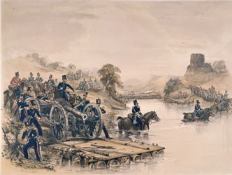 Royal Artillery, river crossing, 1854 circa