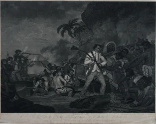 The Death of Captain James Cook by the Indians of Owhyee