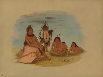 An Aged Minatarree Chief and His Family