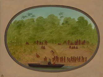 An Omagua Village - Boat Sketch