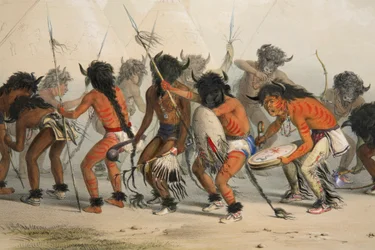 Buffalo Dance (detail), pub. 1845 colour lithograph