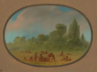 Caddoe Indians Gathering Wild Strawberries
