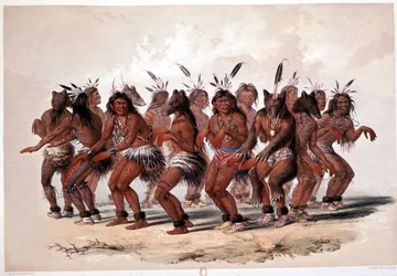 Indian Bear Dance - Lithography by Georges Catlin
