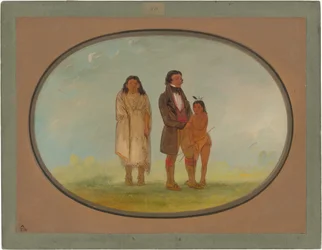 Kaskaskia Chief, His Mother, and Son